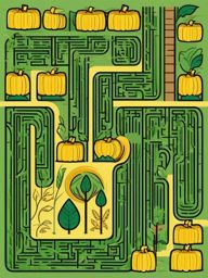 Cornfield Maze Adventure clipart - Adventure in a corn maze, ,vector color clipart,minimal