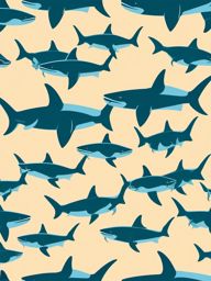 Hammerhead Shark School Clip Art - A school of hammerhead sharks,  color vector clipart, minimal style