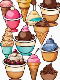 Ice Cream clipart - ice cream bowl with various flavors  