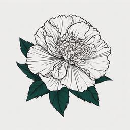 January Carnation Tattoo,Celebration of January birthdays with a tattoo featuring carnations, symbolizing the birth flower of the month.  simple color tattoo,minimal vector art,white background