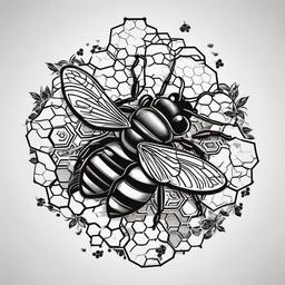 honey comb bee tattoo  vector tattoo design