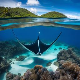 raja ampat, indonesia - witnesses a mesmerizing manta ray ballet in crystal-clear waters. 