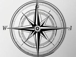 Realism Compass Tattoo - Realistic representation of a compass tattoo.  simple vector tattoo,minimalist,white background