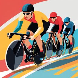 Track Cycling Sprint Clipart - Track cyclists sprinting to the finish line.  color vector clipart, minimal style