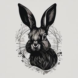 black rabbit tattoo  minimalist color tattoo, vector