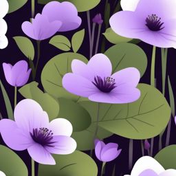 Boreal Bog Violet Clip Art - Violet flowers in a boreal bog,  color vector clipart, minimal style