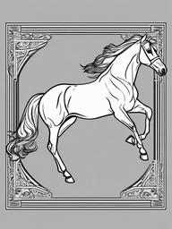 Arabian Horse Coloring Pages - Graceful Arabian Breed in Action  minimal black outline printable sheet, coloring page