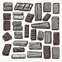 drawing of chocolate bars  minimal rough sketch scribbles,doodles,black and white