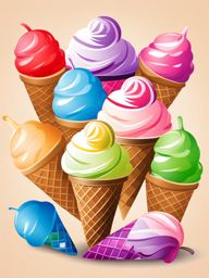 ice cream clipart - a cool and tempting ice cream cone with colorful scoops. 