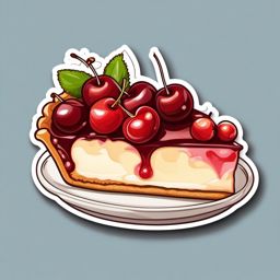 Cherry Almond Tart sticker- Buttery almond crust filled with almond cream and topped with juicy cherries. An elegant and delightful dessert for any occasion., , color sticker vector art