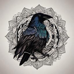 crow mandala tattoo  simple vector color tattoo