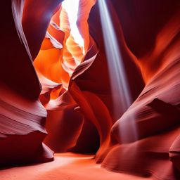 antelope canyon, usa - create an ethereal scene of light beams filtering through the narrow sandstone walls of antelope canyon. 