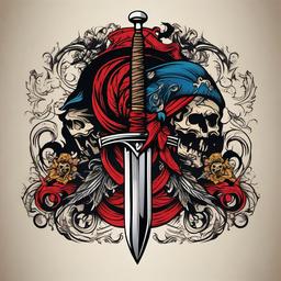 pirate sword tattoos  simple vector color tattoo