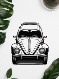 Classic VW Beetle ink. Iconic simplicity and charm.  color tattoo design, white background