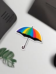 Rainbow umbrella sticker- Colorful protection, , sticker vector art, minimalist design