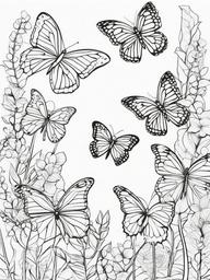 Butterfly Parade Coloring Pages - Gathering of Butterflies in a Festive Scene  minimal black outline printable sheet, coloring page