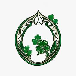 shamrock horseshoe tattoo  simple color tattoo,minimal,white background