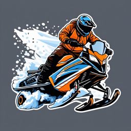 Snowmobile Drift Sticker - Snowy maneuvers, ,vector color sticker art,minimal