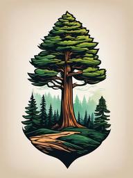 sequoia tree tattoo  simple vector color tattoo