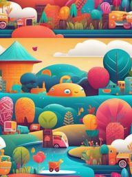 Cute Backgrounds - Playful Cartoon Characters and Scenes wallpaper splash art, vibrant colors, intricate patterns