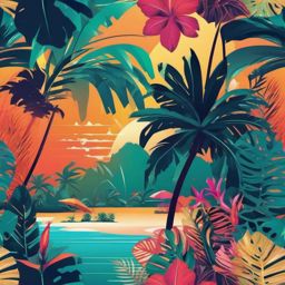 Summer iPhone Wallpaper - Tropical Paradise for iPhone in a Futuristic Island Getaway  intricate patterns, splash art, wallpaper art