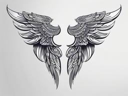 maori angel wings  simple color tattoo,minimalist,white background