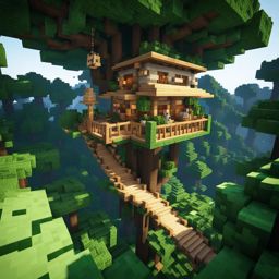 treehouse perched high in a lush jungle canopy - minecraft house ideas minecraft block style