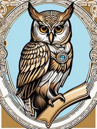 Athena Tattoo Owl - Combine Greek mythology with an owl in a tattoo paying tribute to Athena.  simple color tattoo,vector style,white background