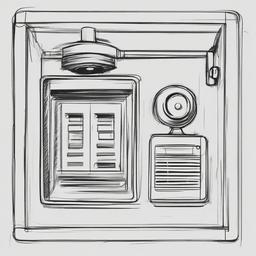 drawing of a fire alarm  minimal rough sketch scribbles,doodles,black and white