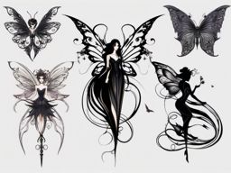 dark fairy tattoo ideas  simple color tattoo style,white background