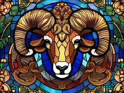 Stained Glass Ram - Ram with curled horns  