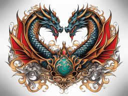 Tattoo dragon chest, Striking and bold dragon tattoos designed for the chest.  color, tattoo style pattern, clean white background