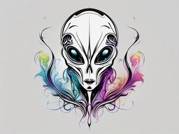 Alien Smoke Tattoo - Mysterious and ethereal, an alien smoke tattoo adds intrigue to your body art.  simple color tattoo,vector style,white background