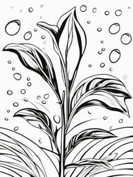 Plant Coloring Pages - Plant with water droplets  simple coloring pages