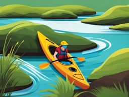 Kayak and River Emoji Sticker - Kayaking down scenic rivers, , sticker vector art, minimalist design