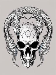Dragon Skull Tattoo Designs - Artistic designs featuring dragon skulls in a tattoo.  simple color tattoo,minimalist,white background