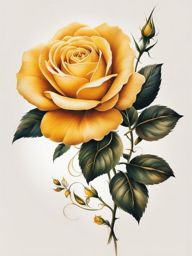 Yellow rose tattoo, Graceful and charming tattoos showcasing yellow roses.  color, tattoo patterns, white clean background