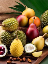 thai fruit fiesta - a sweet and tangy journey through exotic tropical fruits like durian and mangosteen. 