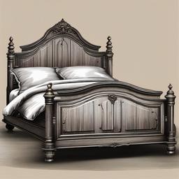 Bed clipart - vintage wooden bed frame with elegant design  