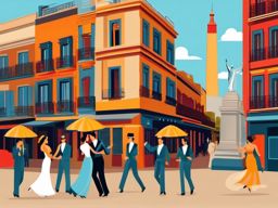 Buenos Aires clipart - Obelisco and Tango dancers in Argentina, ,color clipart vector style