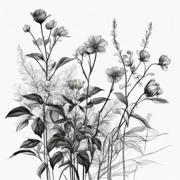 drawing of a flowering plant  minimal rough sketch scribbles,doodles,black and white