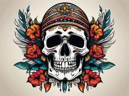 indian skeleton tattoo  simple vector color tattoo