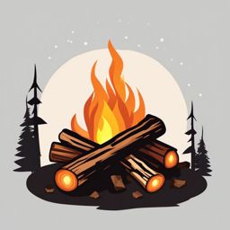 Campfire Clipart - A crackling campfire casting a warm, comforting glow in the dark wilderness.  color clipart, minimalist, vector art, 