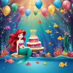 Birthday Background Wallpaper - little mermaid backdrop  