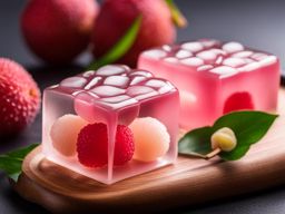 lychee jelly, translucent jelly cubes with lychee flavor (popular in taiwan). 