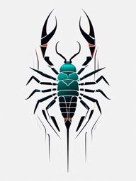 Scorpion Tattoo-modern and abstract scorpion design with bold lines and geometric shapes. Colored tattoo designs, minimalist, white background.  color tatto style, minimalist design, white background