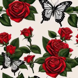 red rose with butterfly tattoo  