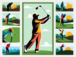 Golf Club Swing Clipart - A golfer swinging a club for a shot.  color vector clipart, minimal style