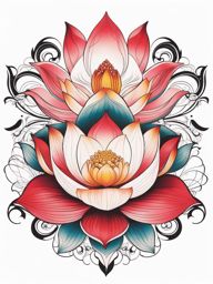 Lotus tattoo, Tattoos showcasing the graceful lotus flower. colors, tattoo patterns, clean white background