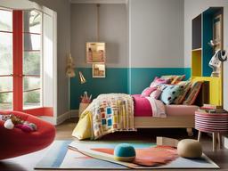 In the kids' room, vintage interior design showcases playful yet charming furniture, bright accents, and functional storage that inspire creativity and imaginative play.  